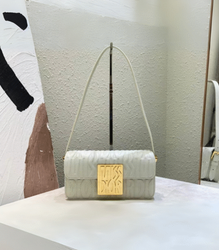 Soft White Quilted Calfskin Shoulder Bag