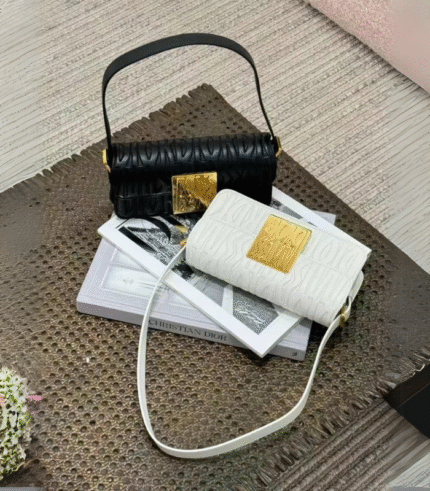 Embossed Leather Flap Shoulder Bag